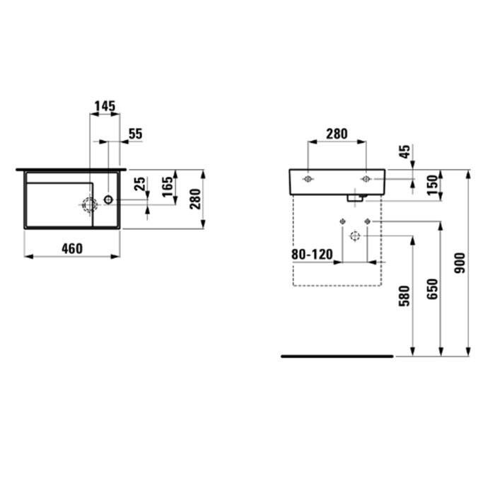 Laufen Kartell Раковина 46х28х12 см, 1 отв., без перелива, покрытие LLC, цвет: белый