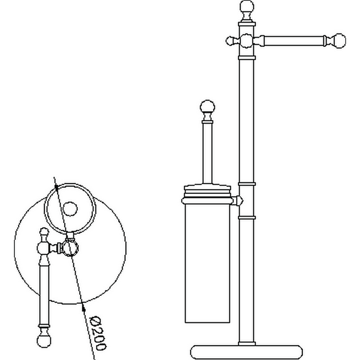 HUBER Croisette Напольная стойка с ершиком и бумагодержателем, цвет: никель матовый