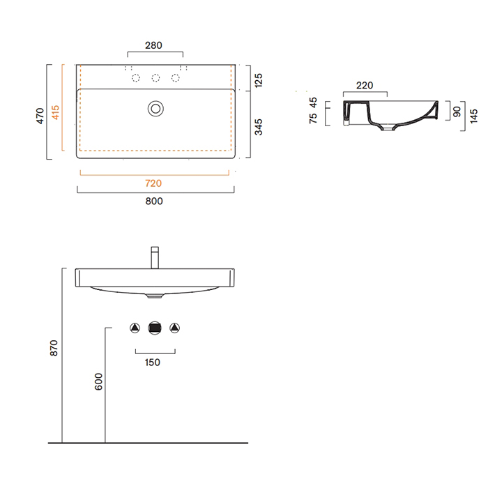 Catalano Green Раковина 80x47см, с 1 отв., цвет: белый глянцевый