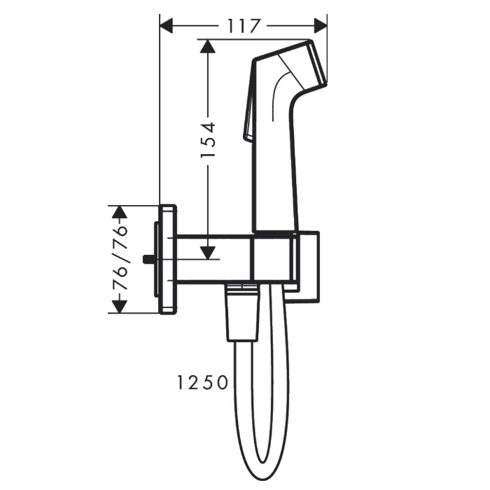 Hansgrohe Гигиенический душ, настенный, 1 jet, цвет: белый матовый