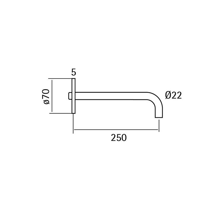 Cisal Less New Излив настенный 250 мм, цвет: нержавеющая сталь