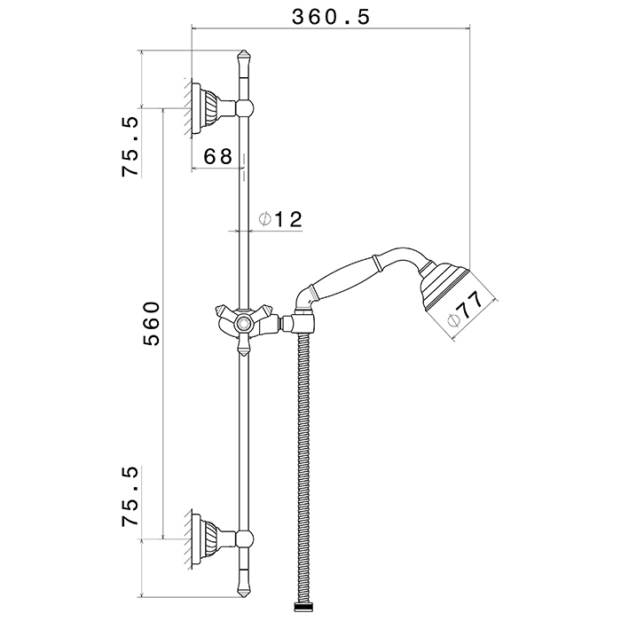 Newform Deluxe Душевой гарнитур: штанга, ручной душ, шланг 150 см, цвет: gold