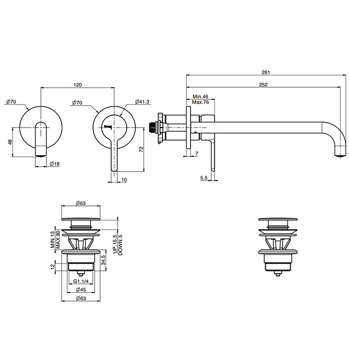 Fima Carlo Frattini Snap Cмеситель для раковины, излив: 26.1см., встраиваемый, цвет: черный матовый