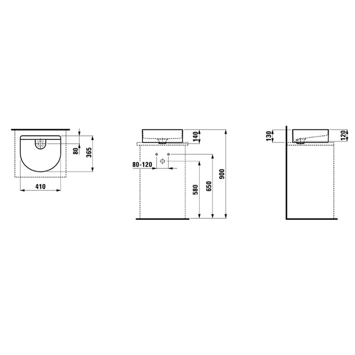 Laufen Sonar Раковина 41x36.5х13 см, без отв., без перелива, цвет: белый