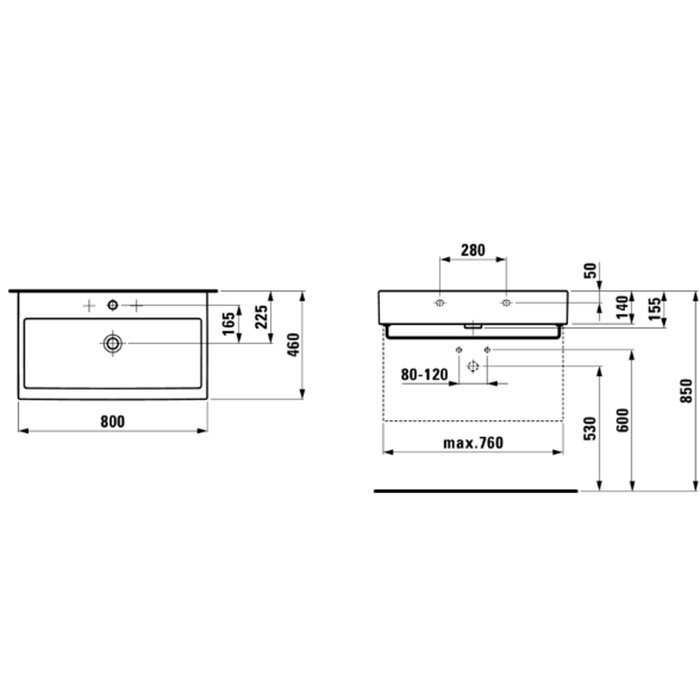 Laufen Living City Раковина 80х46х14 см, 1 отв., цвет: белый