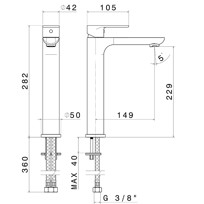 Newform Extro Смеситель для раковины, 1 отв., высокий, цвет: хром