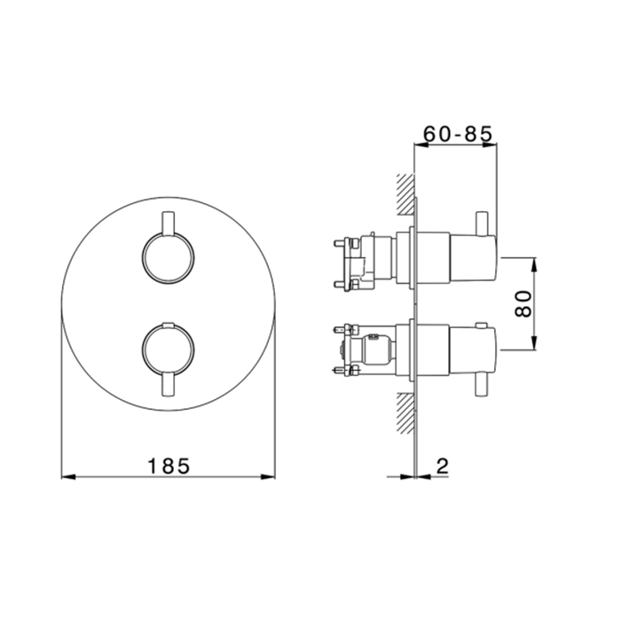 Cisal Less Minimal Смеситель для душа, термостатический, с переключателем на 1-2-3 потока, внешняя часть, цвет: хром