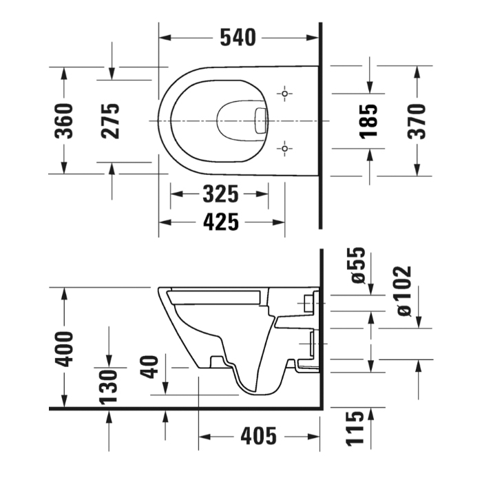 Duravit D-Neo Унитаз 37х54см., подвесной, безободковый, цвет: белый (Сиденье на выбор)