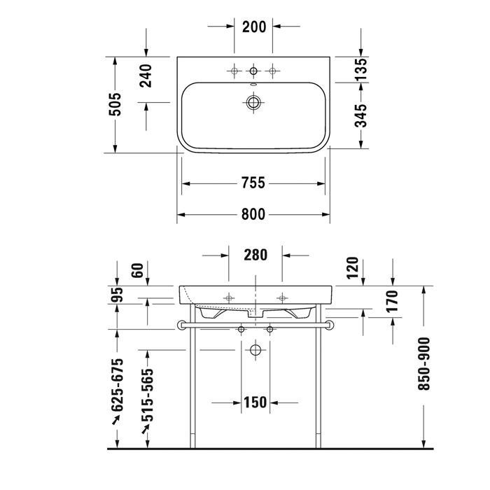 Duravit Happy D.2 Раковина накладная, 80х50.5см., без отв., шлифованная, с переливом, цвет: белый