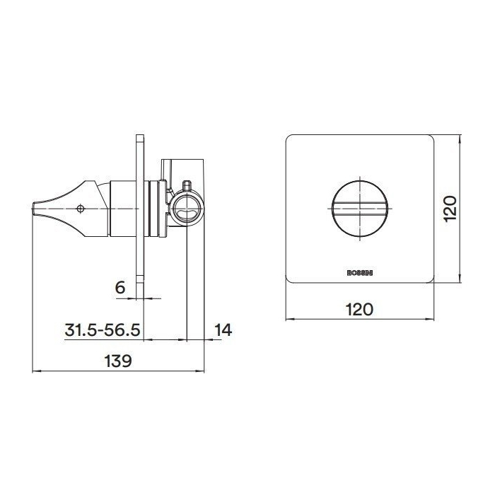 Bossini Apice Смеситель для душа, встраиваемый, цвет: брашированный никель