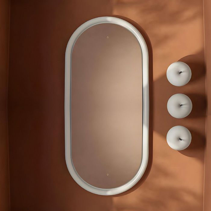 Artceram Milano Зеркало 55х100 см в керамической раме с LED-подсветкой и сенсорным выключателем, цвет: белый матовый