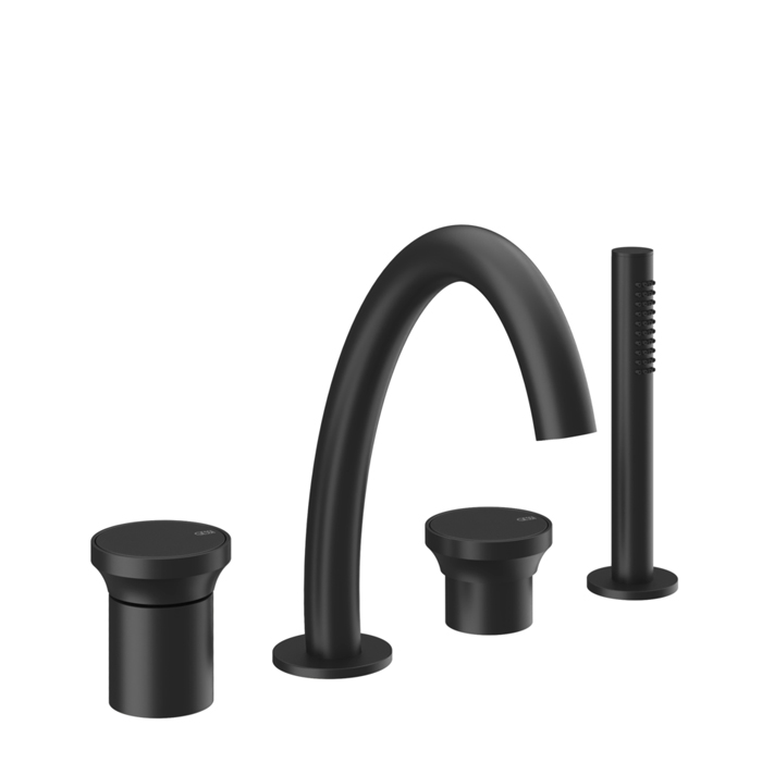 Gessi Origini Смеситель для ванны на 4 отв, с ручной лейкой, цвет: Black XL