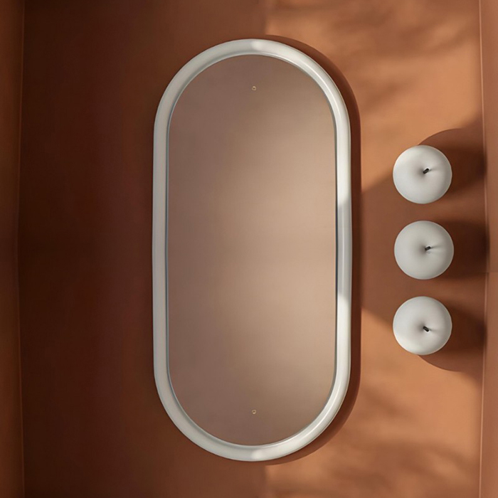 Artceram Milano Зеркало 55х100 см в керамической раме с LED-подсветкой и сенсорным выключателем, цвет: белый