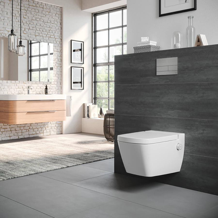 TECEone Унитаз-биде 54х35см, подвесной, безободковый, смыв Tornado, сиденье, цвет: белый