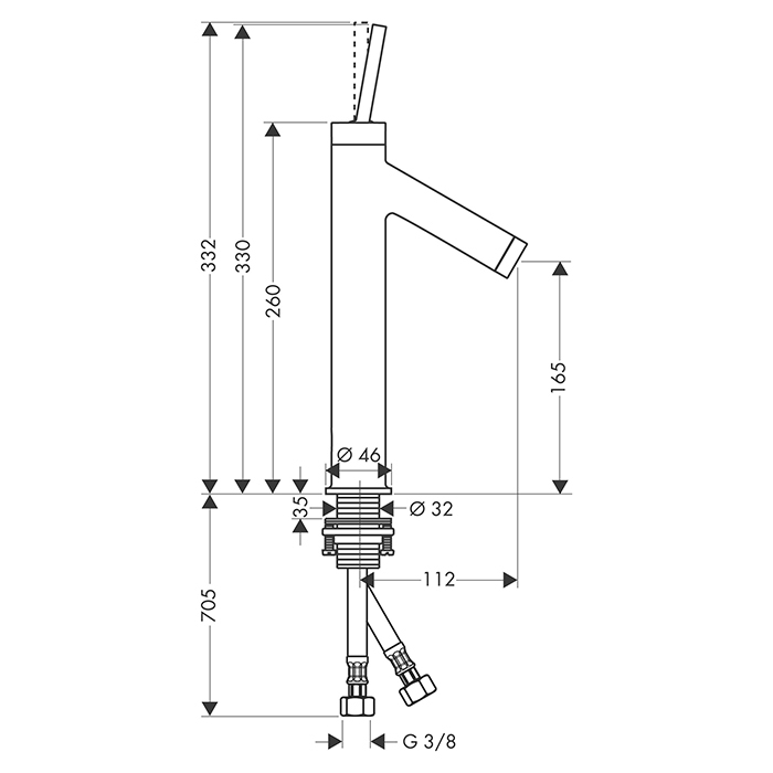 Axor Starck Cмеситель для раковины 170, на 1 отв., цвет: шлифованный никель