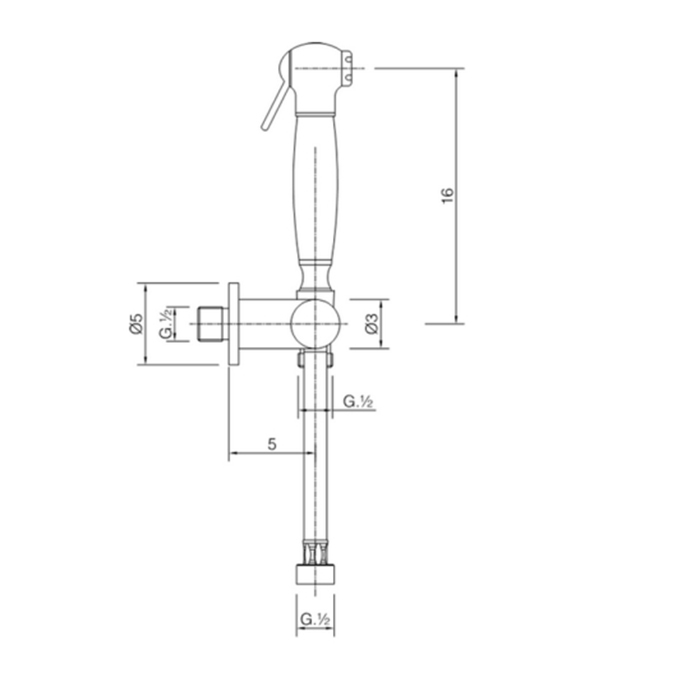 Cisal Shower Гигиенический душ, со шлангом 120см ,вывод с держателем и запорный вентиль, цвет: Oro