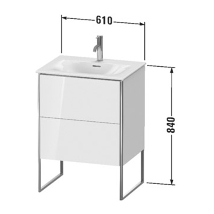 Duravit XSquare Тумба с раковиной 61х59.2x47.8см., напольная, 2 яшика, встроенные ножки с регулировкой по высоте, цвет: Flannel Grey SaM