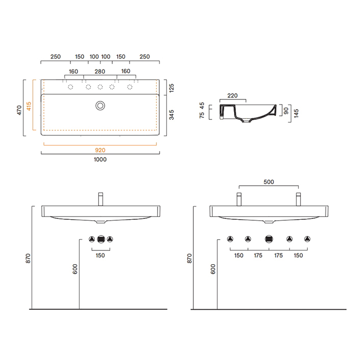 Catalano Green Раковина 100x47см, с 2 отв., цвет: белый глянцевый