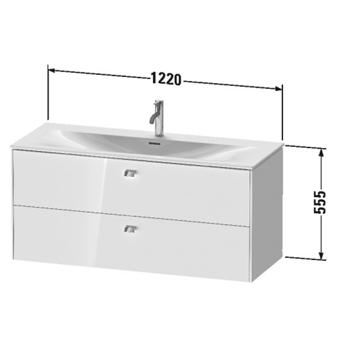 Duravit Brioso База подвесная 122x47.9x55.5см с раковиной, 2 ящика, цвет: глянцевый белый