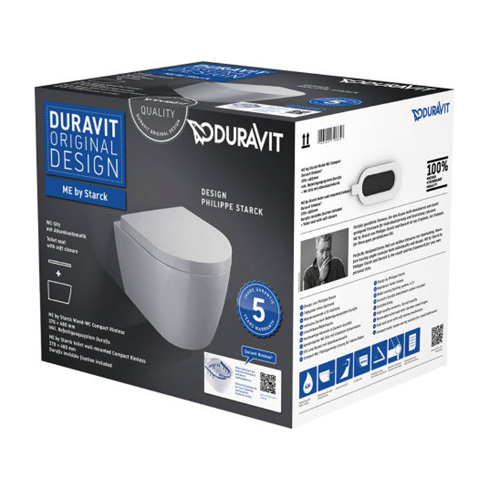 Duravit ME by Starck Комплект: унитаз подвесной Compact Rimless, 37x48см 253009 + сиденье с микролифтом: 002019 цвет: белый