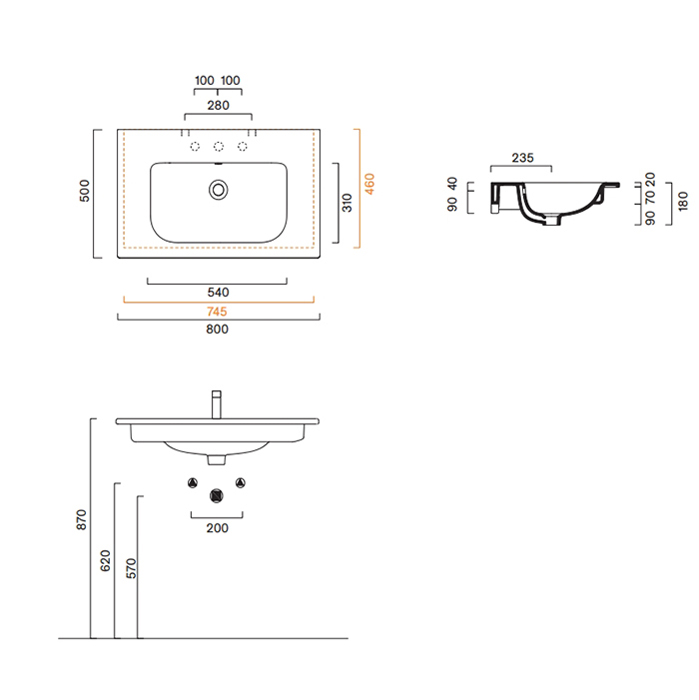 Catalano Italy Раковина 80x50см, с 1 отв., цвет: белый глянцевый
