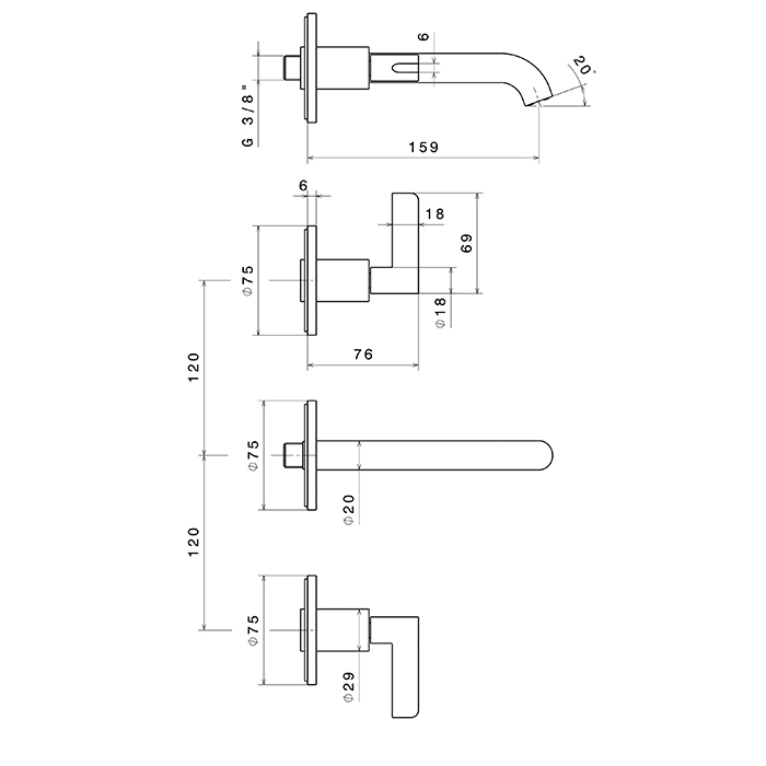 Newform Blink Chic Смеситель для раковины, встраиваемый, внешняя часть, цвет: PVD brushed pale gold