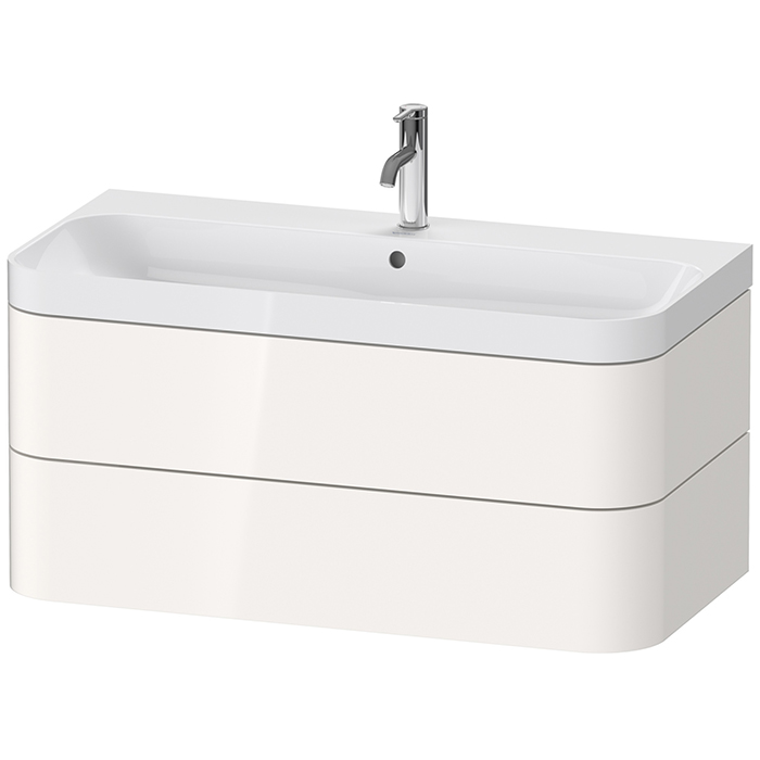 Duravit Happy D.2 Plus Тумба подвесная 97.5х49х46.8см, c-shaped с раковиной, с 1 отв., 2 ящика, выпуск и сифон в комплекте, цвет: белый глянцевый