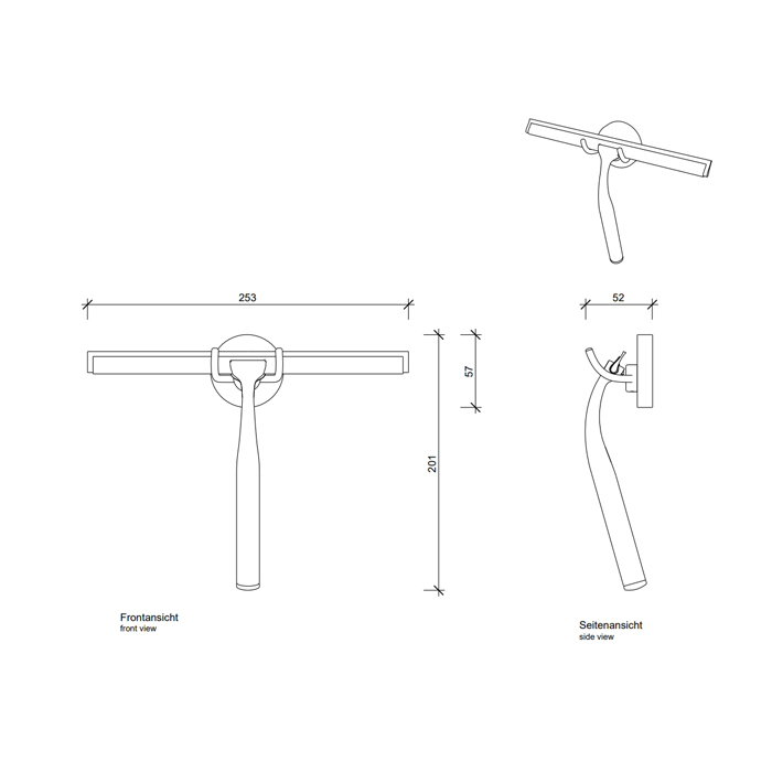 Decor Walther Qquick Щетка для чистки стекла 165х250х30 мм., с настенным держателем и запасной резинкой, цвет хром