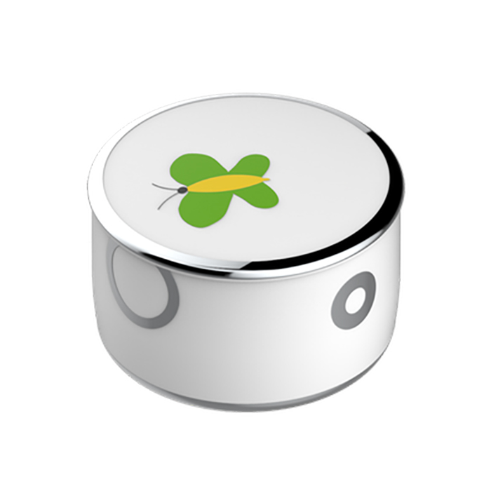 THG CAPUCINE VERT DECOR PLATINE Коробка для таблеток керамическая, круглая ø55 мм., настольная, декор платина/зеленый, цвет: белый