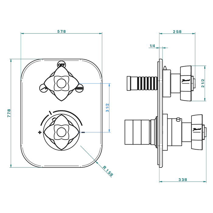 THG Petale de Cristal rouge Смеситель для душа, термостатический, с переключателем на 2 потока, цвет: золото/красный хрусталь