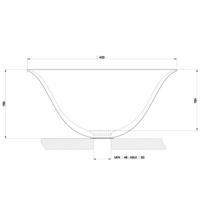 Gessi Goccia Раковина 40х18.5 см, без отв., накладная, цвет: черный