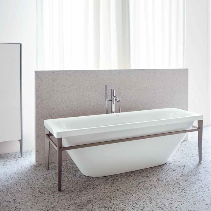 Duravit XViu Ванна отдельностоящая 160х80см, акриловая бесшовная панель, слив-перелив,, цвет: champagne matt