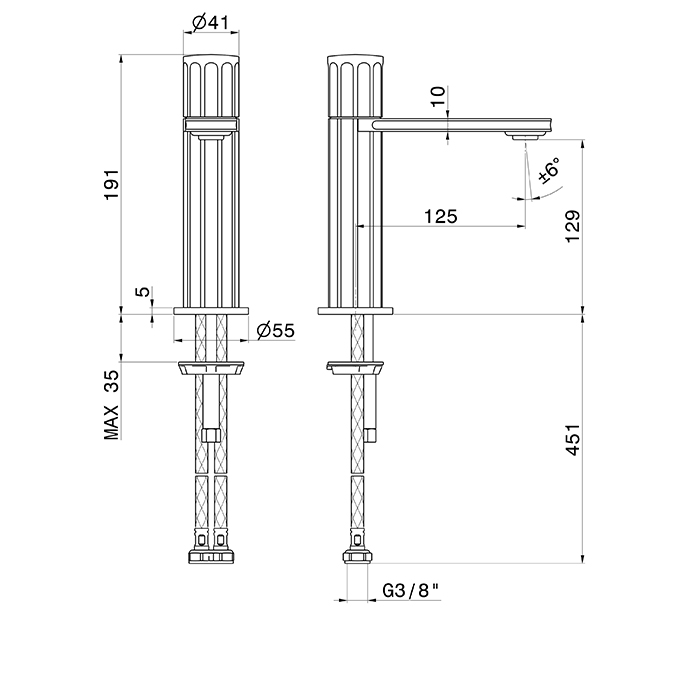 Newform Ionika Смеситель для раковины, 1 отв., цвет: PVD brushed stainless steel