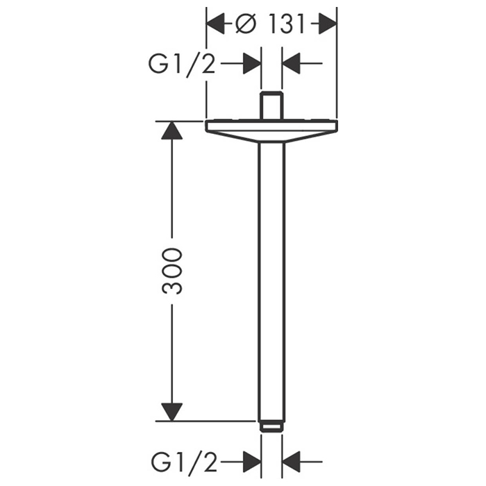 Axor One Потолочное подсоединение 300 мм для верх.душа 1j, цвет: хром