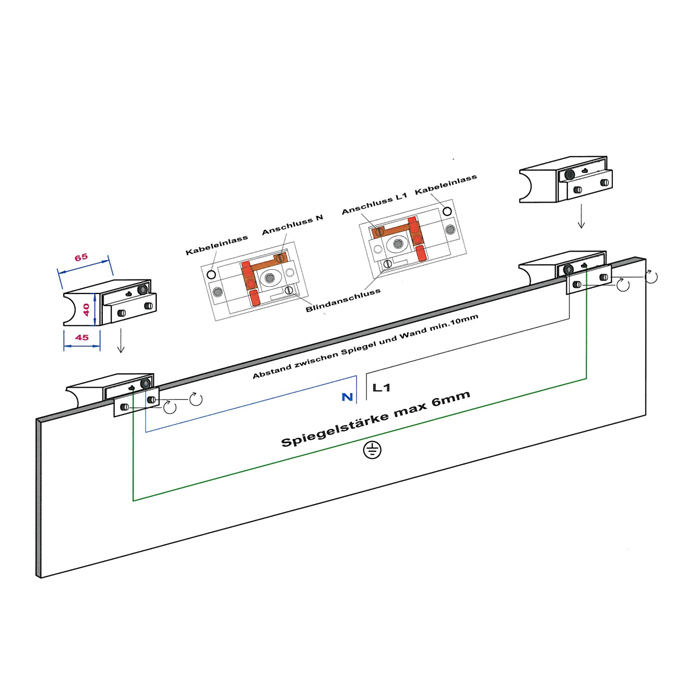 Decor Walther Omega 10 Светильник на зеркало 5x4.5x9(50-100)см, 1x S14S 0-100cm 2 Sockets, цвет: никель сатинированный