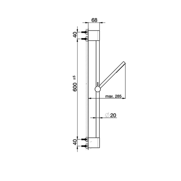 Cisal Shower Душевой гарнитур: ручной душ, шланг 150см, штанга 60см, цвет: черный матовый