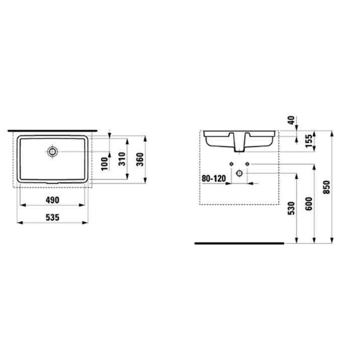 Laufen Living City Раковина 49х31х15.5 см, без отв., цвет: белый