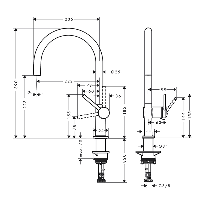 Hansgrohe Talis Смеситель для кухни,220, 1jet, цвет: матовый черный