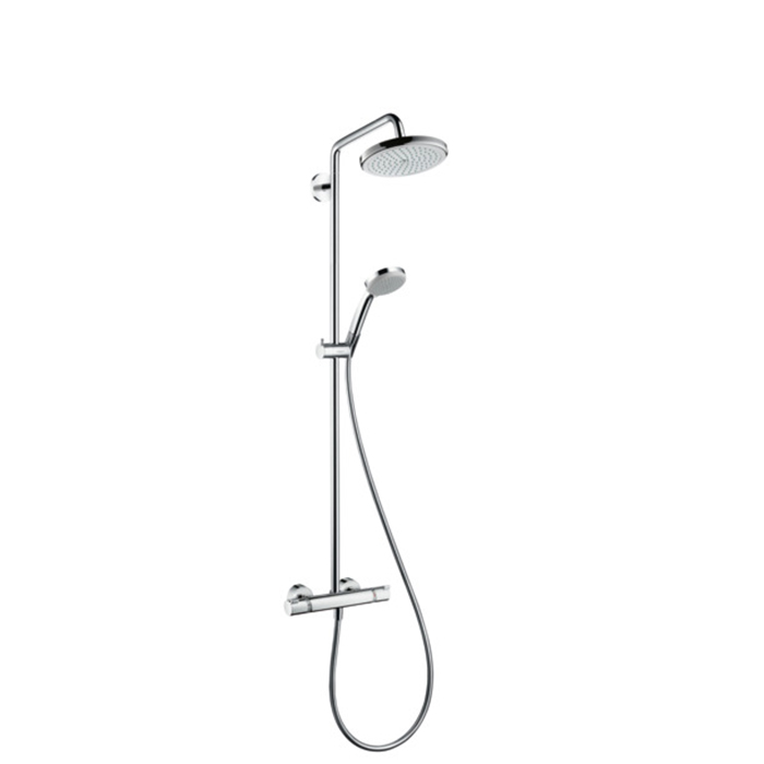 Hansgrohe Croma 220 Showerpipe Душевая стойка. состоит из: верхний душ, ручной душ, термостат для душа, штанга для душа, держатель для душа, цвет: хром