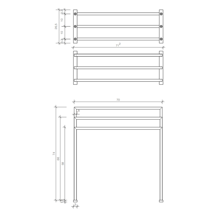 Decor Walther HT 9 Полотенцедержатель тройной 70x26x75см, напольный, цвет: хром