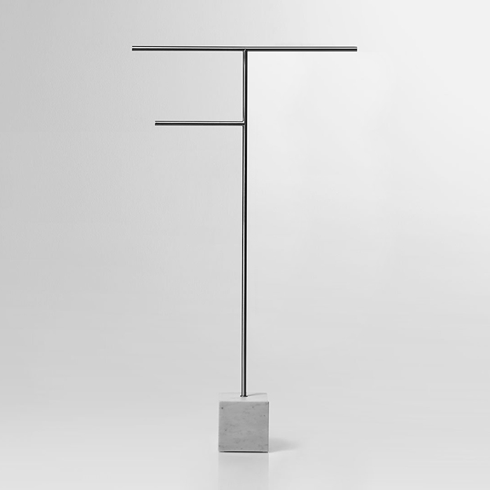 Antonio Lupi Bivio Полотенцедержатель напольный 80см., база из мрамора Carrara satinato, цвет: Satin steel finish