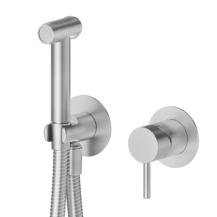 Newform X-STEEL 316 Смеситель с гигиеническим душем, держатель, шланг 120см., цвет: нержавеющая сталь