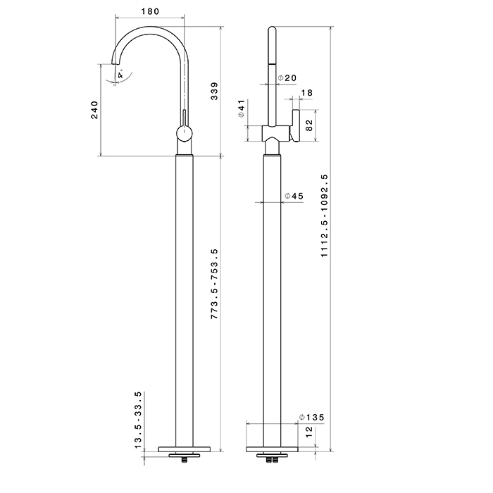 Newform Blink Chic Смеситель для раковины, напольный, внешняя часть, цвет: PVD brushed pale gold