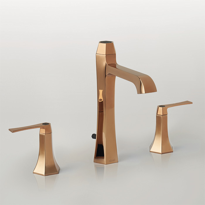 CISAL Cherie Смеситель для раковины на 3 отверстия с донным клапаном, цвет: золото/черный матовый