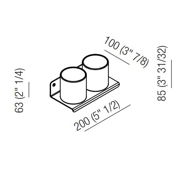 Agape Mach 2 Стакан подвесной двойной 20x10 см, цвет: черный