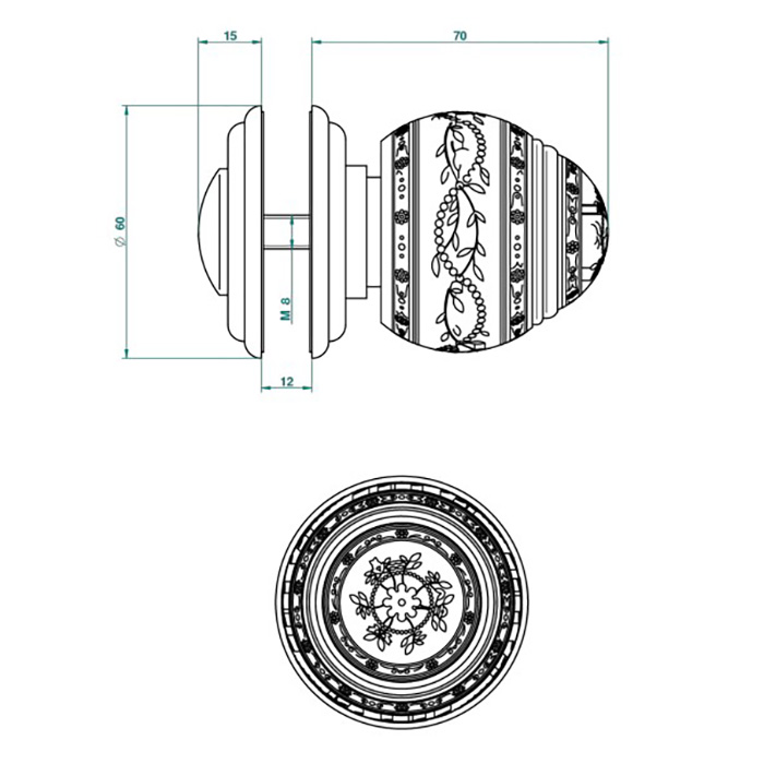 THG MARQUISE BLANC DECOR PLATINE Ручка дверная одинарная, декор белый/платина, цвет: хром