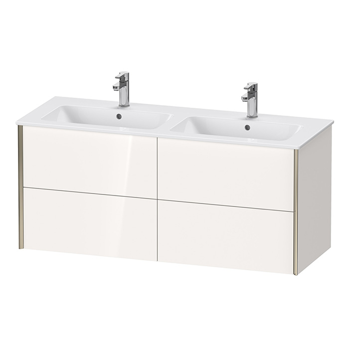 Duravit XViu Тумба подвесная 128x48x56см, с двойной раковиной, 4 ящика, цвет: белый глянцевый/champagne matt