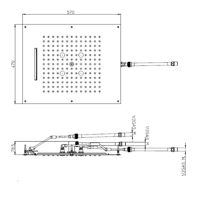 BOSSINI DREAM/3 Верхний душ 570 x 470 мм, 3 режима (дождь, каскад, туман), цвет: хром