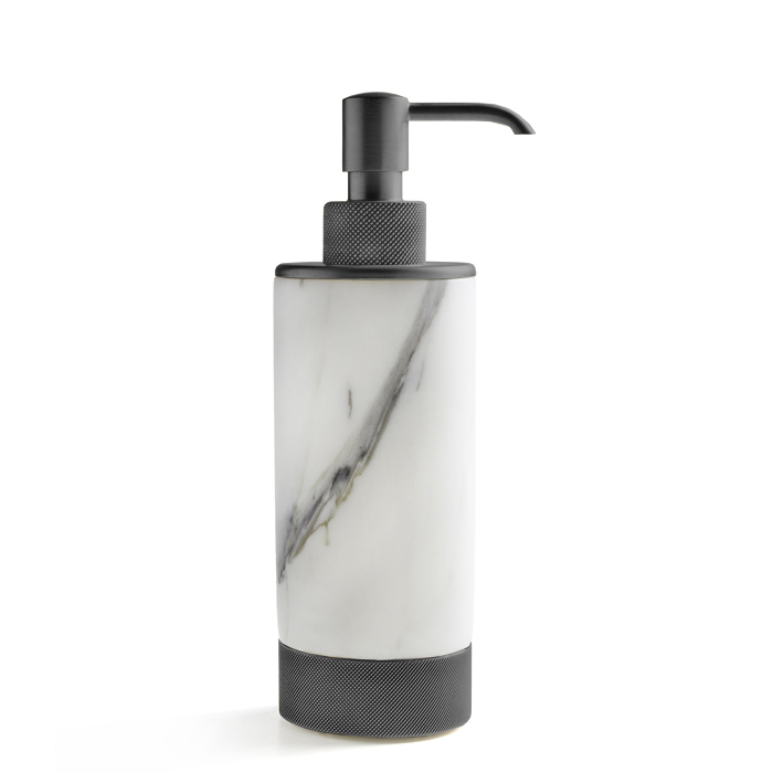 3SC Apuana 2.0 Дозатор настольный d6,5хh21 см, цвет: мрамор White Statuario/никель черный матовый