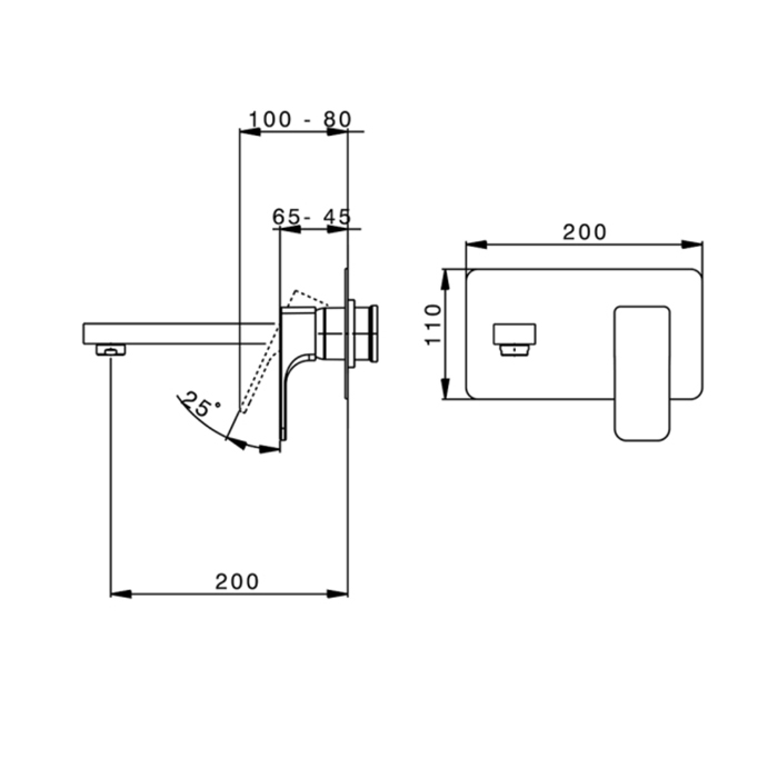 Cisal Cubic Смеситель для раковины, встраиваемый, излив 20см., внешняя часть, цвет: хром